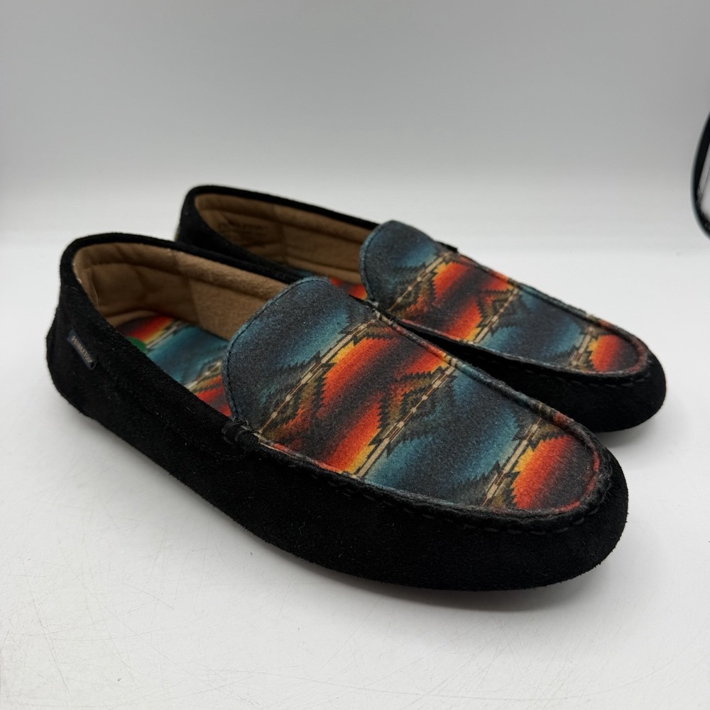 Pendleton Santillo Sunset Slippers Mens‎ 8 Black Aztec Slip On Comfort Moccasins